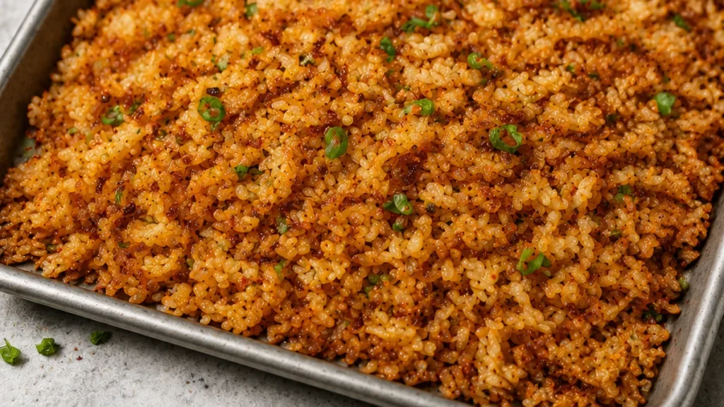 Crispy Rice Perfection! Unlock Ultimate Flavor! Crispy rice recipe: Make incredibly crunchy and savory rice squares in under 30 minutes with this simple sheet p