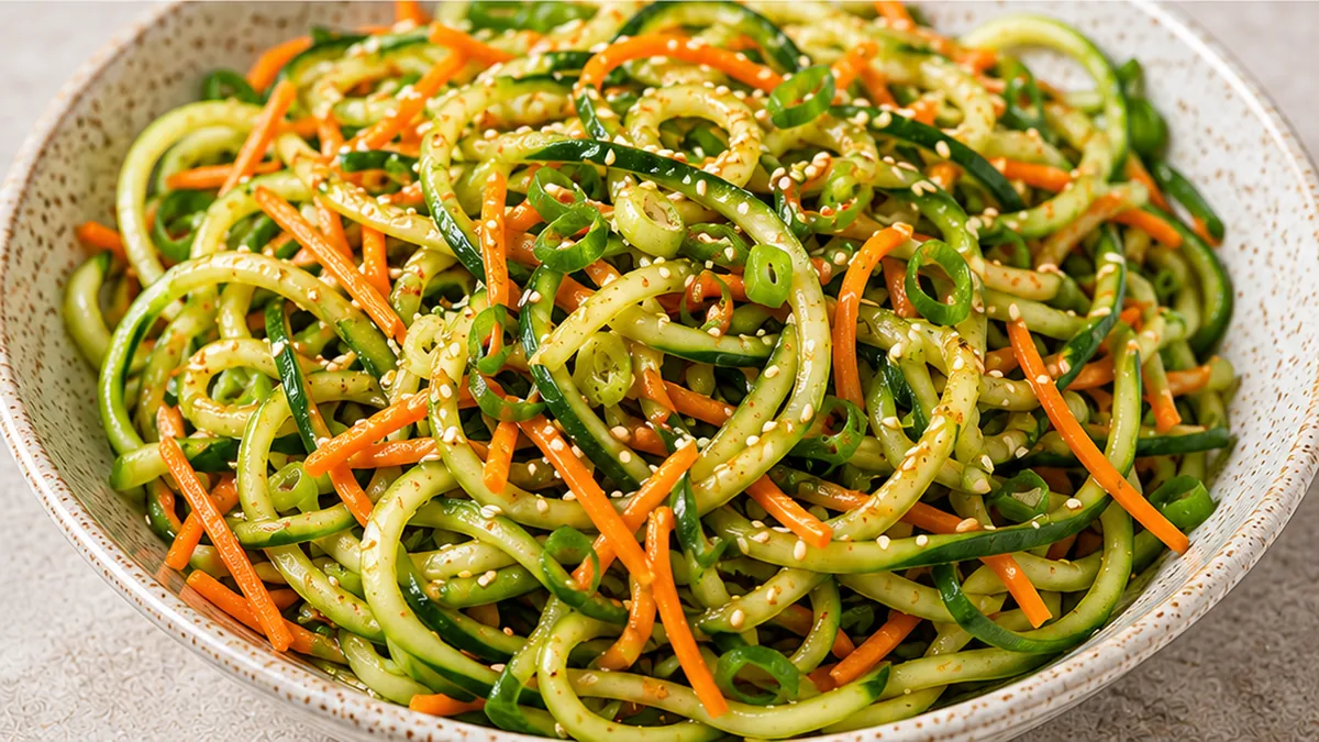 Crispy Noodle Salad Recipe - cucumber salad - Cucumber salad: make this refreshing, tangy noodle salad in 15 minutes. Packed with flavor and crunchy textures, p