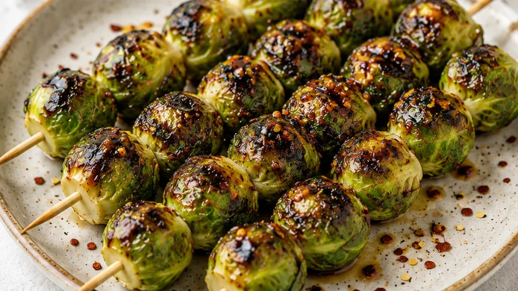 Grilled Brussels Sprouts with Maple-Mustard Glaze - Grilled Brussels sprouts: enjoy this flavorful side dish with a sweet maple-mustard glaze. Perfect for BBQs