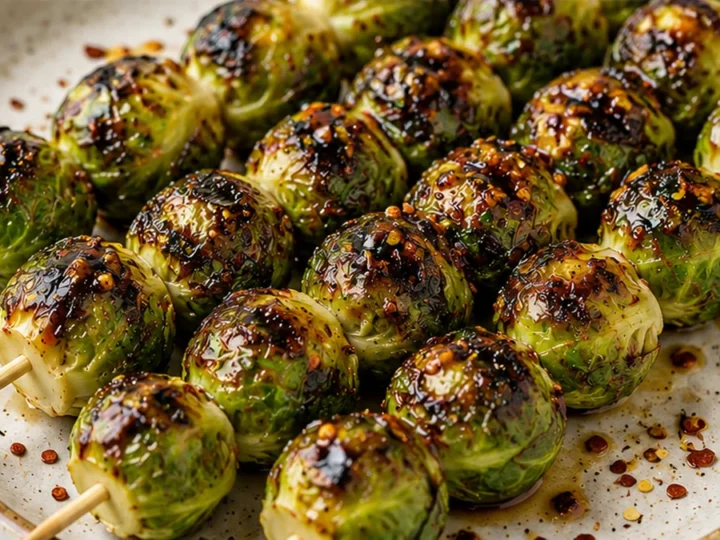 Grilled Brussels Sprouts with Maple-Mustard Glaze