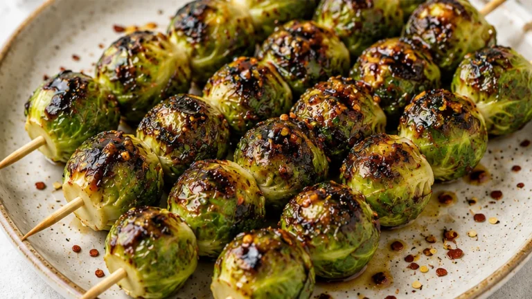 Grilled Brussels Sprouts with Maple-Mustard Glaze