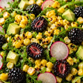 Grilled Corn and Blackberry Salad - grilled corn salad - Grilled corn salad: try this fresh, colorful dish bursting with flavors. Perfect for summer meals or as