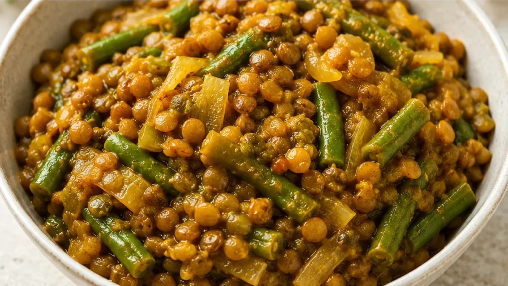 ️ Cozy & Easy Indian Lentils! Indian lentils: Savor this comforting, easy vegetarian recipe featuring aromatic spices and tender green beans. A wholesome meal i