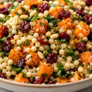 Vibrant Israeli Couscous Salad! Israeli couscous salad: craft this vibrant, healthy side dish or light meal. Features chewy couscous, tender yam, and sweet cran