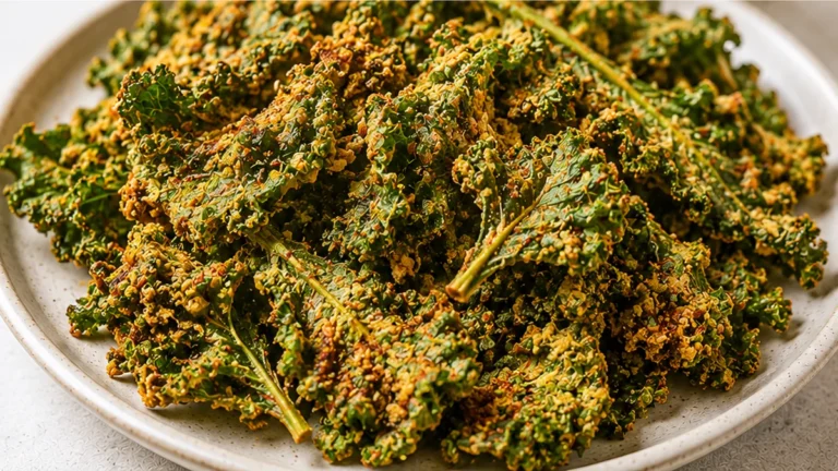 Crispy Cheese Pizza Kale Chips