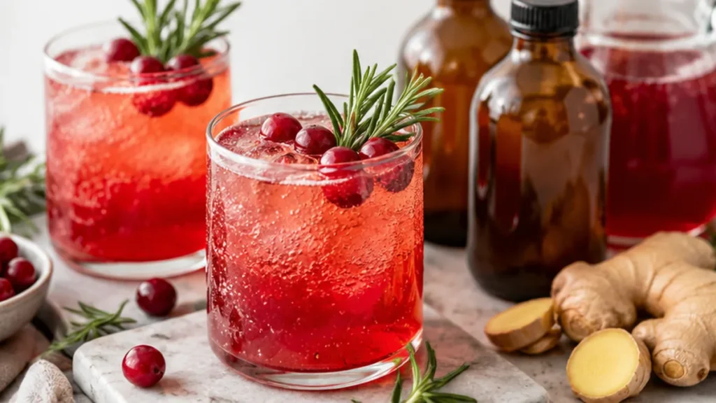 Sparkling Cranberry Kombucha Mocktail - Kombucha mocktail: craft this vibrant and refreshing sparkling drink in minutes. Perfect for any celebration, packed wit