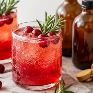 Sparkling Cranberry Kombucha Mocktail - Kombucha mocktail: craft this vibrant and refreshing sparkling drink in minutes. Perfect for any celebration, packed wit