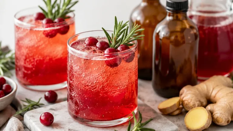 Sparkling Cranberry Kombucha Mocktail