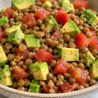 Zesty Lentil & Avocado Salad: Freshness! - lentil salad - Lentil salad: whip up this refreshing and healthy salad with avocado and a zesty lemon dressing. Perfe