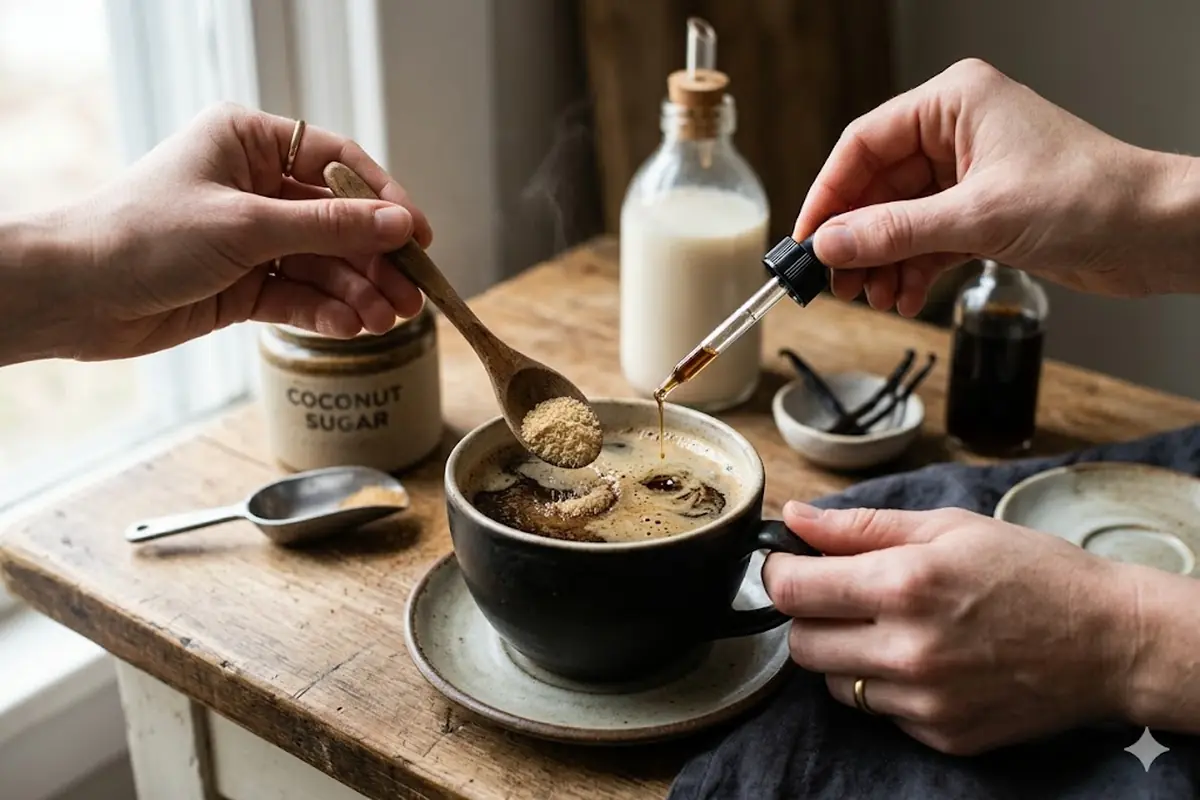 Sweetening and flavoring without dairy Making a dairy-free coffee — Sweetening and flavoring without dairy