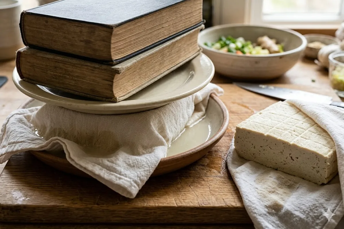 Draining and pressing: the most important step Preparing tofu for cooking — Draining and pressing: the most important step