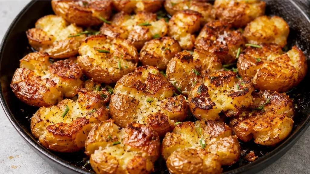 Crispy Smashed Potatoes: The Ultimate Side Dish! Smashed potatoes: cook these incredibly crispy and flavorful potatoes. Perfect as a side, easy to make, and a f