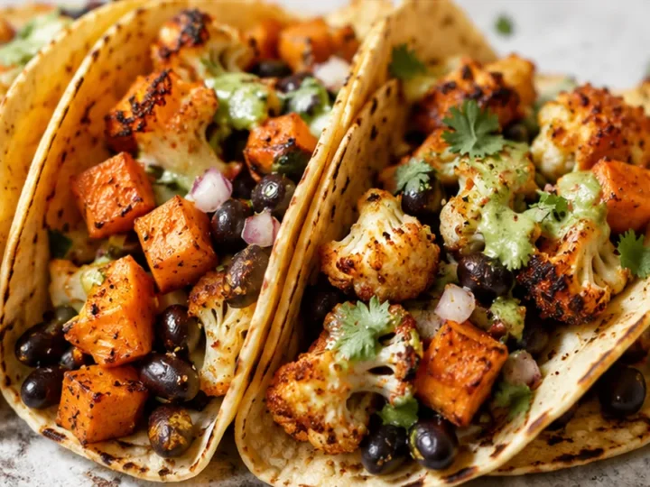 Crispy Vegan Cauliflower Sweet Potato Tacos
