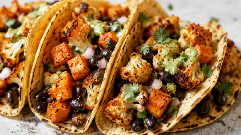 Crispy Vegan Cauliflower Sweet Potato Tacos