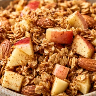 Cozy Apple Pie Granola: Fall Obsession! - apple granola - Apple Granola: Bake this wholesome, crunchy, and perfectly spiced granola. A vegan and gluten-free rec