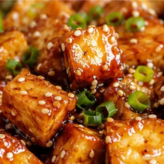 Sticky Sesame Apricot Tofu - Apricot tofu: master this easy recipe for crispy, pan-fried tofu coated in a sweet and savory sesame glaze. A perfect plant-based w