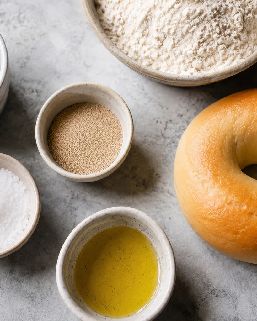 Close-up illustrating what a plain bagel is actually made of