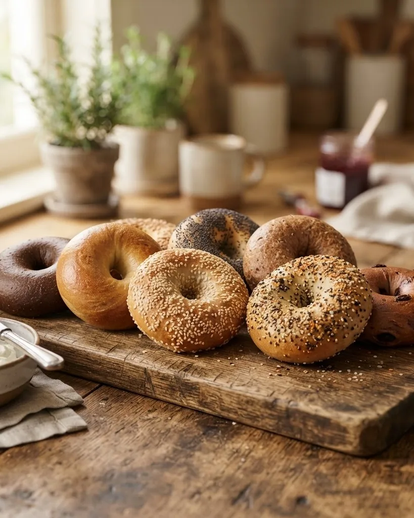 Detail view of the bagel types that are usually safe
