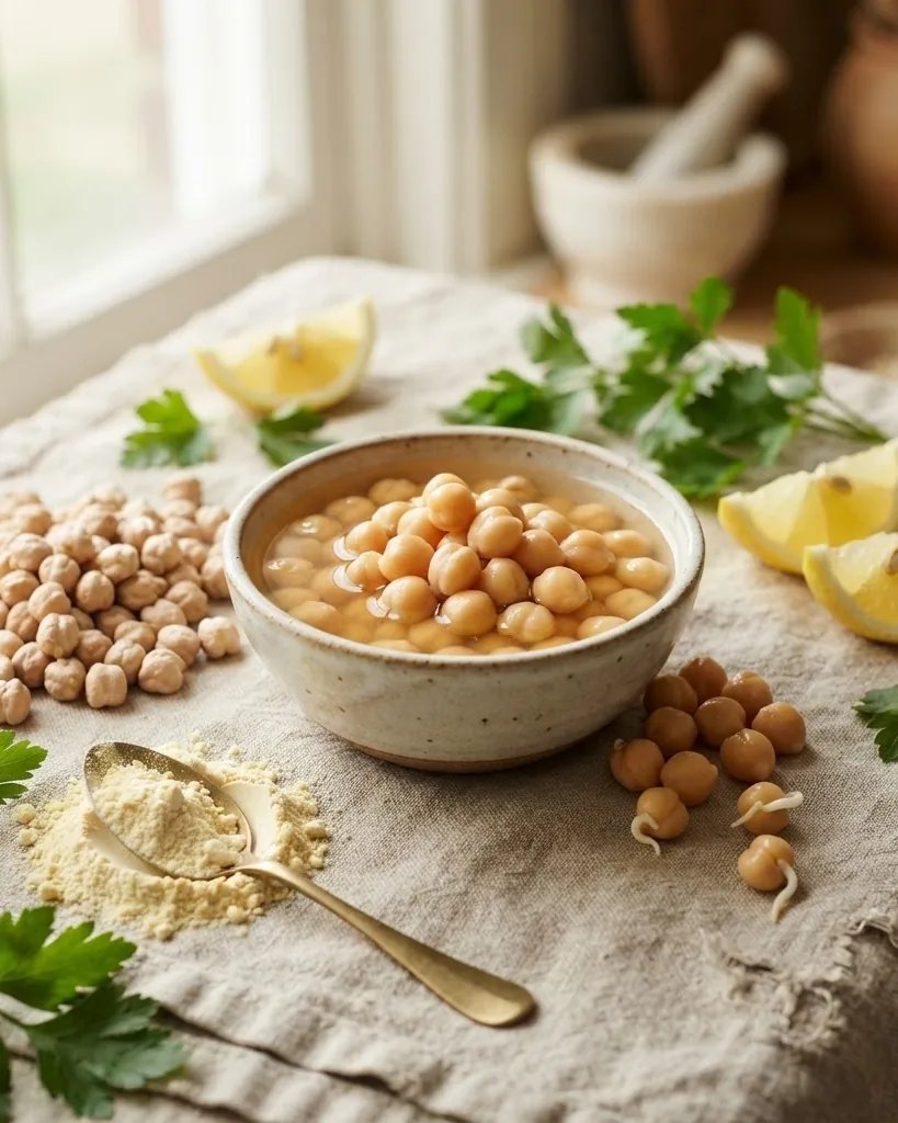 Detail view of what one cup of chickpeas actually contains