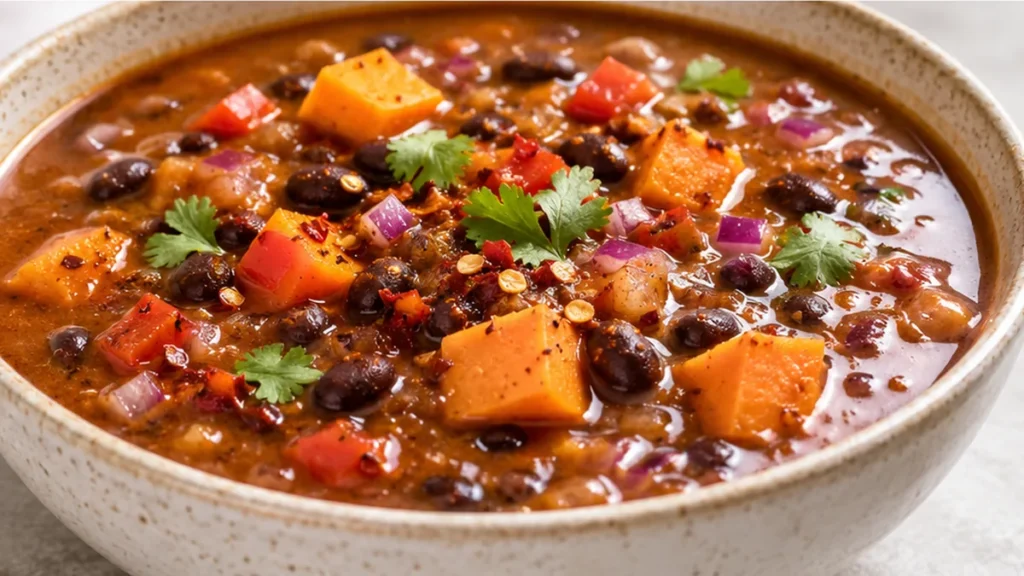 Cozy Black Bean & Sweet Potato Soup - black bean soup - Black Bean Soup: master this hearty sweet potato and chili-spiced recipe. Simple, warming, and perfect f