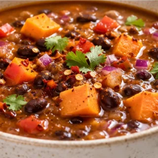 Cozy Black Bean & Sweet Potato Soup - black bean soup - Black Bean Soup: master this hearty sweet potato and chili-spiced recipe. Simple, warming, and perfect f
