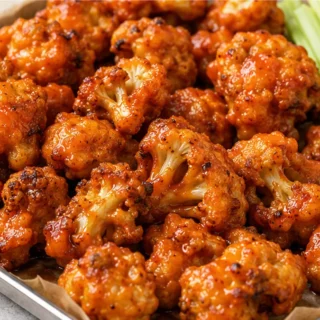 Crispy Vegan Buffalo Cauliflower Wings! Buffalo cauliflower wings: make this crispy vegan appetizer in under 35 minutes. Perfect for game day or a bright plant-