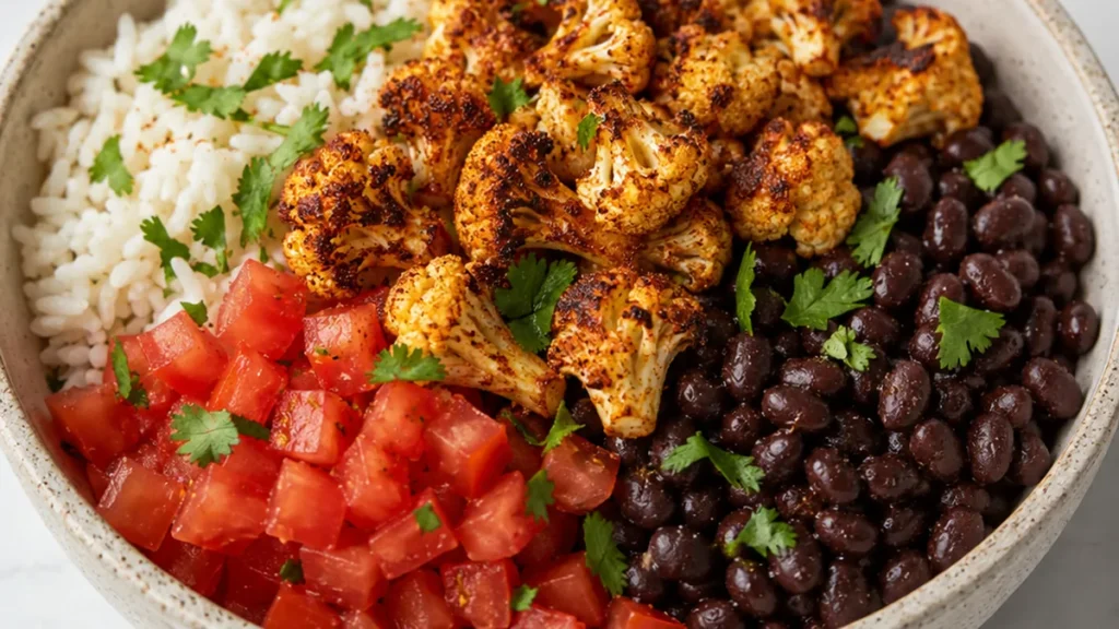 Roasted Cauliflower Burrito Bowls - Cauliflower burrito bowls: enjoy this fresh and satisfying recipe. Roast the cauliflower to perfection for a flavorful, heal