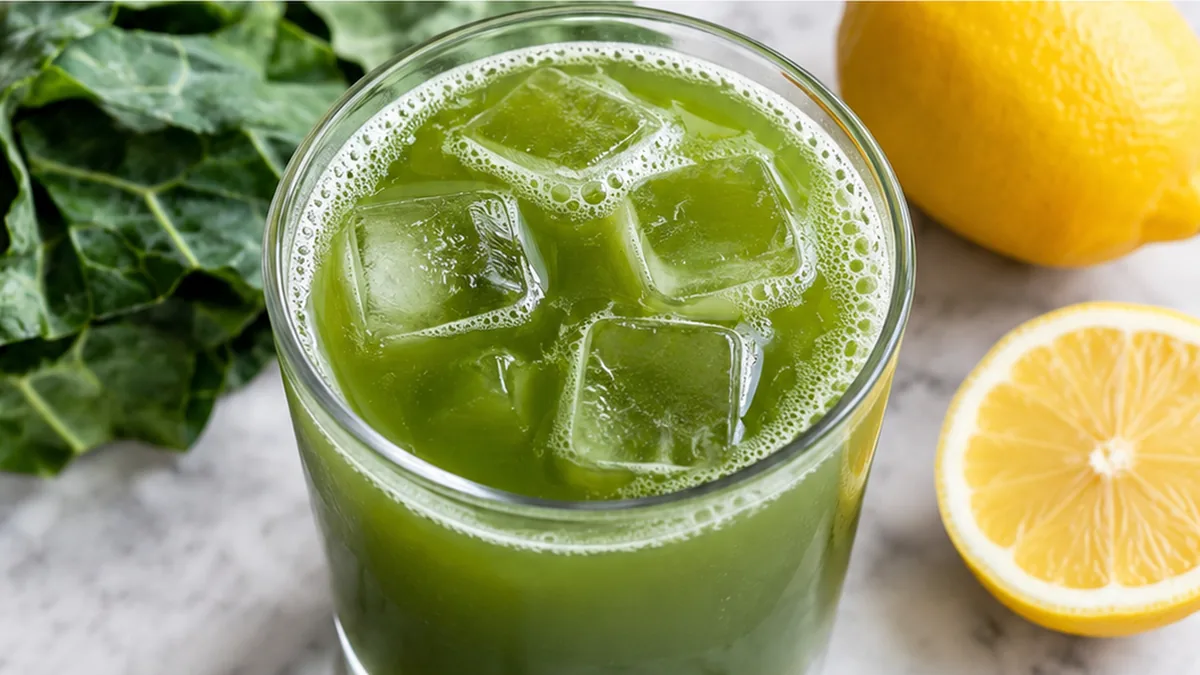 Super Juice: Ultimate Detox Drink! - collard greens juice - Collard greens juice: whip up this vibrant and healthy detox drink. Naturally sweet with agave and a
