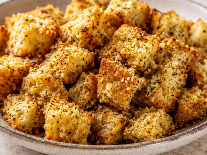 Crunchy Cheesy Garlic Croutons in 15 Mins!