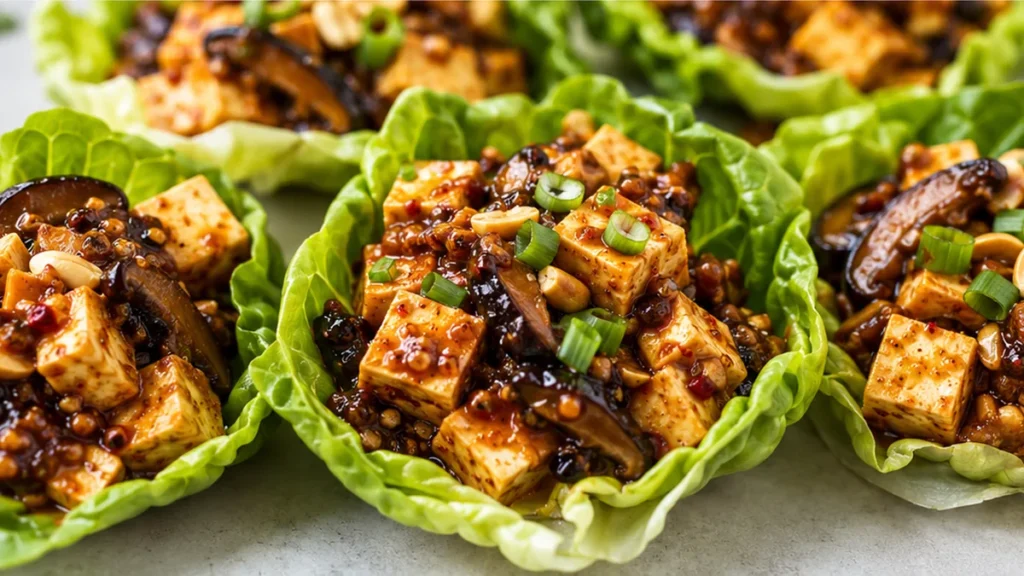 Spicy Mapo Tofu Lettuce Wraps - Mapo tofu: craft these spicy vegetarian lettuce wraps in under 30 minutes. A flavorful, satisfying meal perfect for a quick week