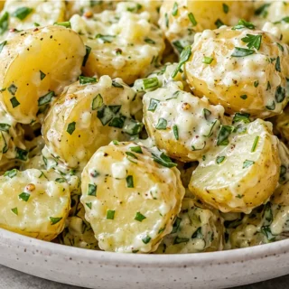 Creamy Herb & Garlic Potato Salad - Potato salad: make this creamy herb and garlic version for your next gathering. A zesty dressing with apple cider vinegar ma
