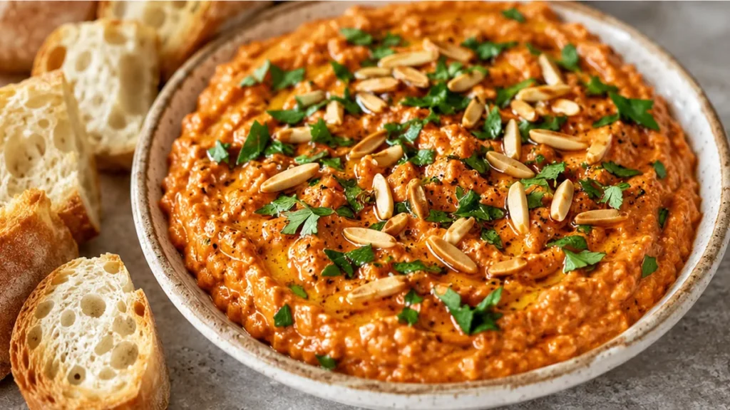 ️ Roasted Red Pepper Almond Dip: Your New Obsession! - red pepper dip - Red pepper dip: craft this vibrant and smoky almond dip in minutes. Perfect for parties,