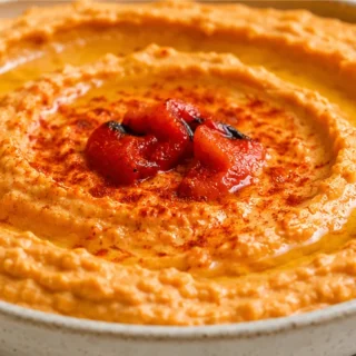 ️ Creamy Red Pepper Hummus - Red Pepper Hummus: whip up this vibrant and creamy dip in minutes. Perfect for a healthy snack or appetizer, packed with flavor.