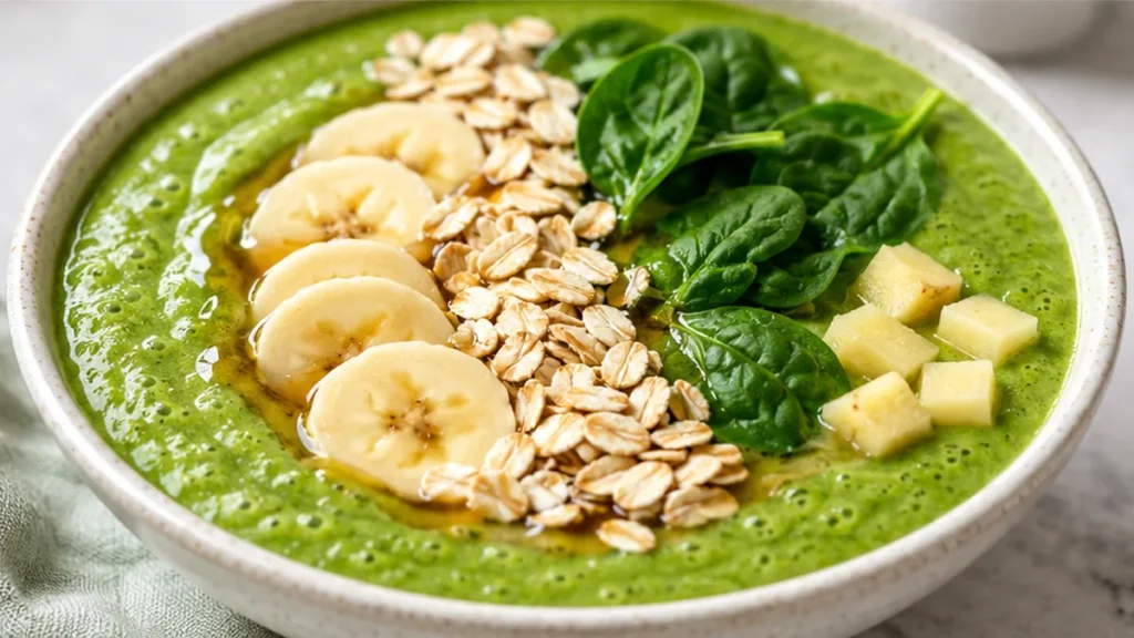 Spinach Ginger Smoothie Bowl: A Radiant Start! Spinach ginger smoothie: blend this bright, nutrient-packed vegan bowl in minutes. Perfect for a quick, healthy b