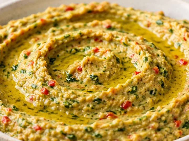 ” Creamy Spinach & Red Pepper Hummus