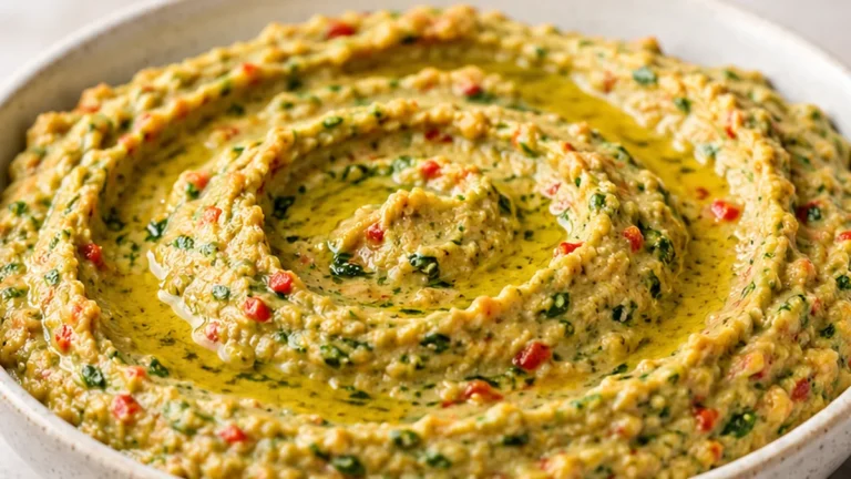 ” Creamy Spinach & Red Pepper Hummus