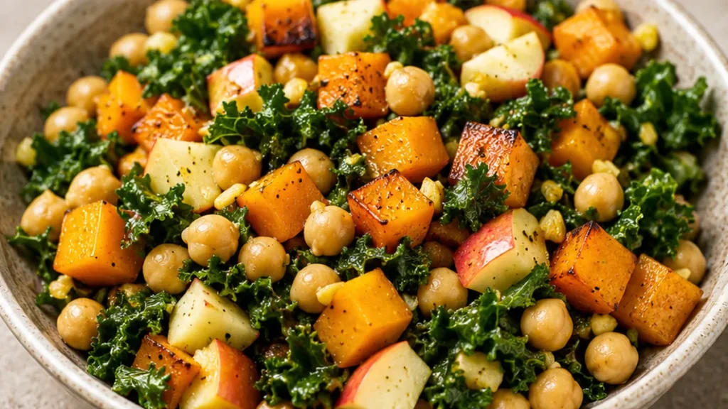 Autumn Glow Salad: Cozy Squash & Kale - squash salad - Squash salad: savor this hearty and healthy autumn dish featuring tender roasted squash, fresh kale, and