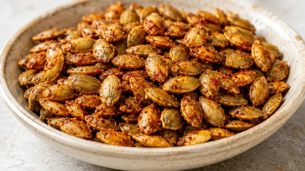 Crispy Toasted Pumpkin Seeds Snack! Toasted pumpkin seeds: Transform your fall harvest into a crunchy, savory snack. Learn how to roast pumpkin seeds to golden