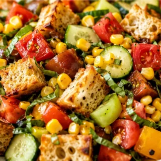 This Tomato Bread Salad is a Summer Dream! Tomato Bread Salad: craft this refreshing rustic panzanella featuring crispy bread and juicy heirloom tomatoes. Perfe