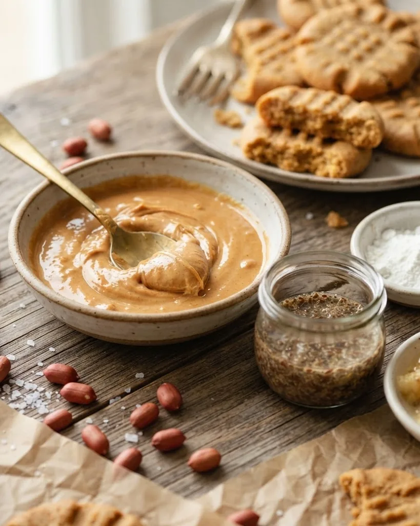 Close-up illustrating why these vegan peanut butter cookies work without egg