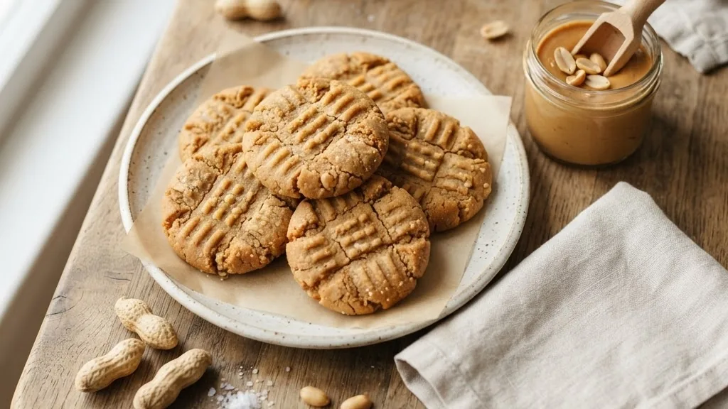 Editorial photo of vegan peanut butter cookies