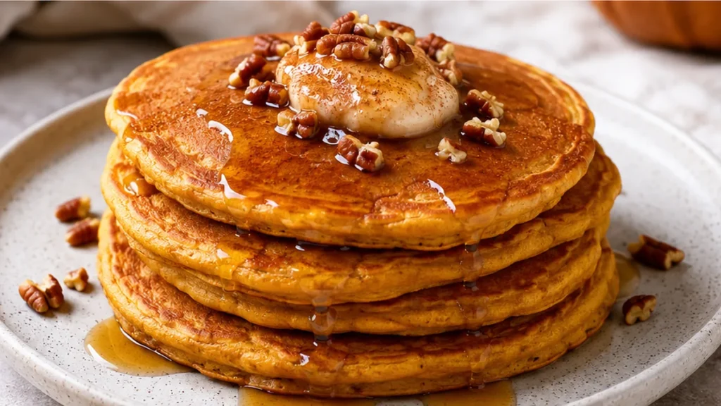 Fluffy Vegan Pumpkin Pancakes: Fall Dream! Vegan Pumpkin Pancakes: make these delightful, fluffy pancakes perfect for a cozy fall breakfast. Simple ingredients,