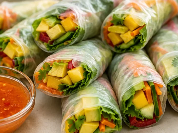 Fresh Veggie Spring Rolls with Zesty Mango Sauce!