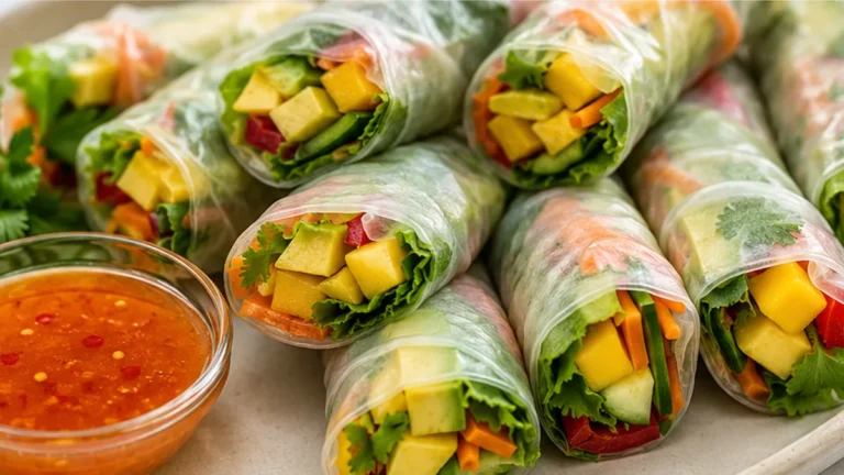 Fresh Veggie Spring Rolls with Zesty Mango Sauce!
