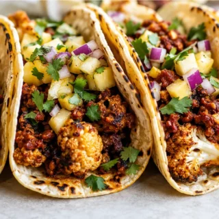 Walnut Chorizo Tacos with Pineapple Salsa - Walnut Chorizo Tacos: savor this plant-based recipe featuring a spiced walnut 'chorizo' and a fresh pineapple salsa.