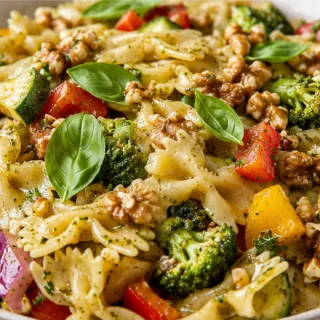 Farmers' Market Pasta: Your New Favorite Weeknight Meal! - walnut pesto pasta - Walnut pesto pasta: savor this vibrant recipe featuring roasted seasonal vegetab