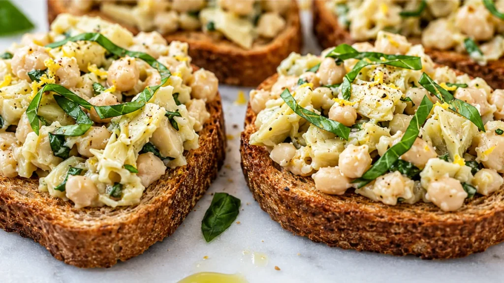 10-Minute White Bean Artichoke Toasts - white bean toasts - White Bean Toasts: assemble this fresh and fast appetizer in just 10 minutes. A bright, healthy opti