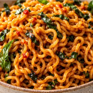 20-Minute Red Curry Basil Garlic Noodles - 20 minute red curry basil