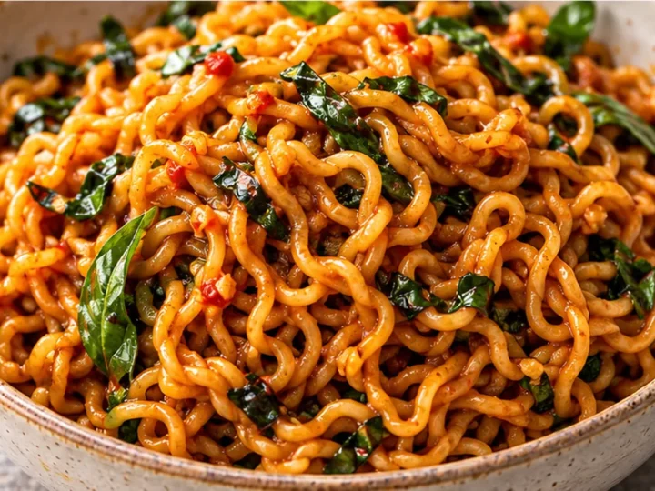 20-Minute Red Curry Basil Garlic Noodles