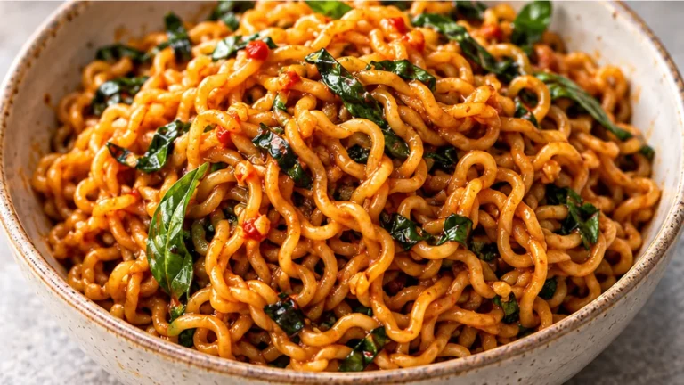 20-Minute Red Curry Basil Garlic Noodles